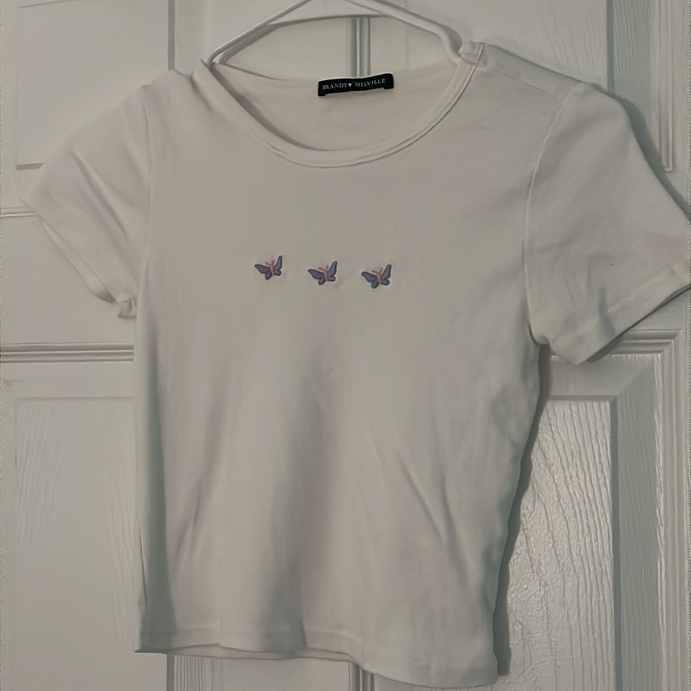 Brandy Melville White butterfly shirt